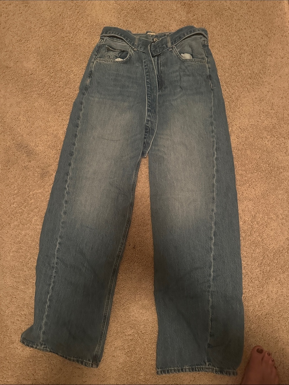 Free People High-Rise Wide-Leg Jeans in Medium Blue Wash